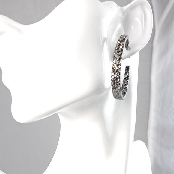 Paparazzi Black Rhinestone Hoop Earrings - Picture 2 of 3